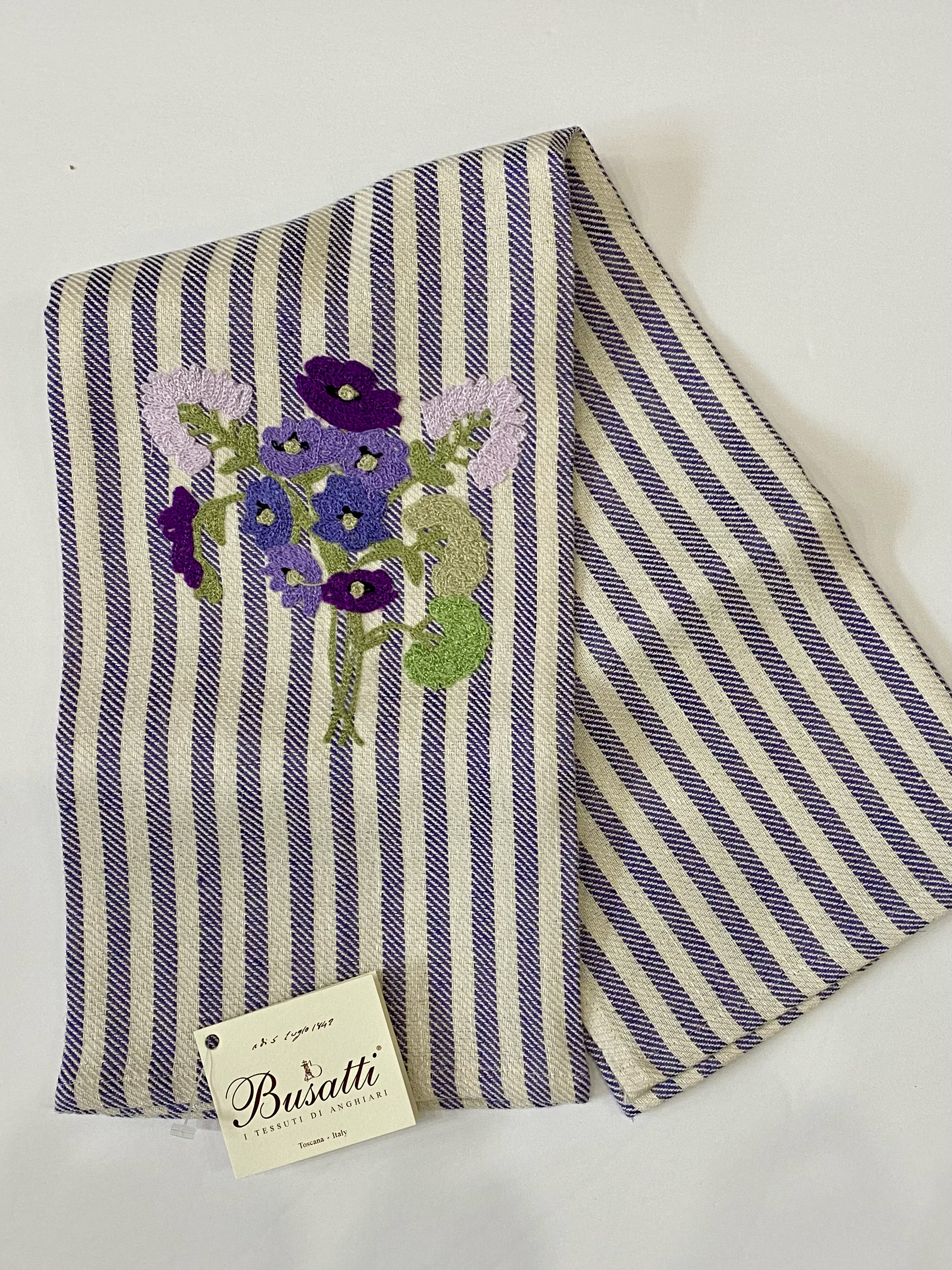 Embroidered Kitchen Towels - Purple Flowers