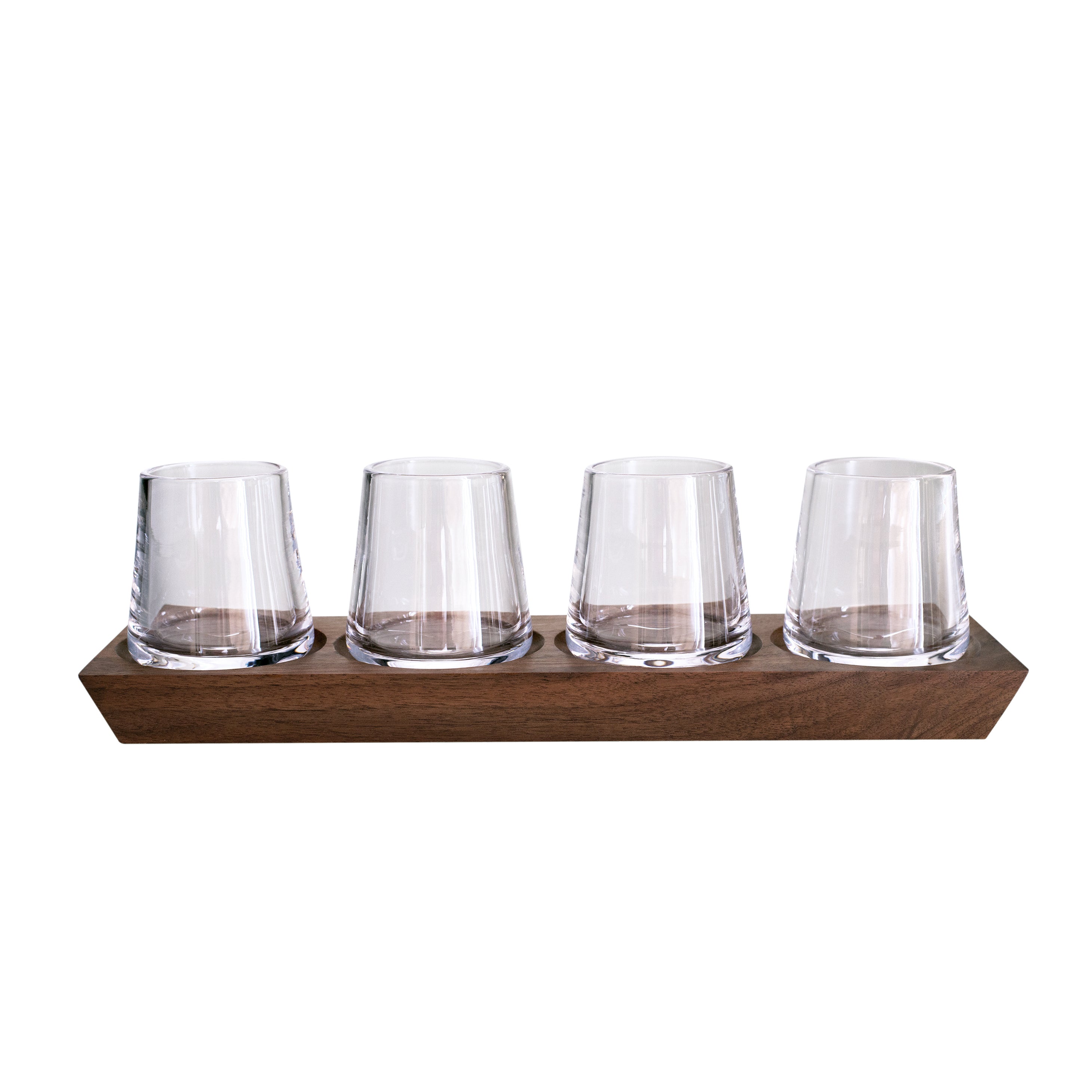 Ludlow Whiskey Glass Set with Wood Base