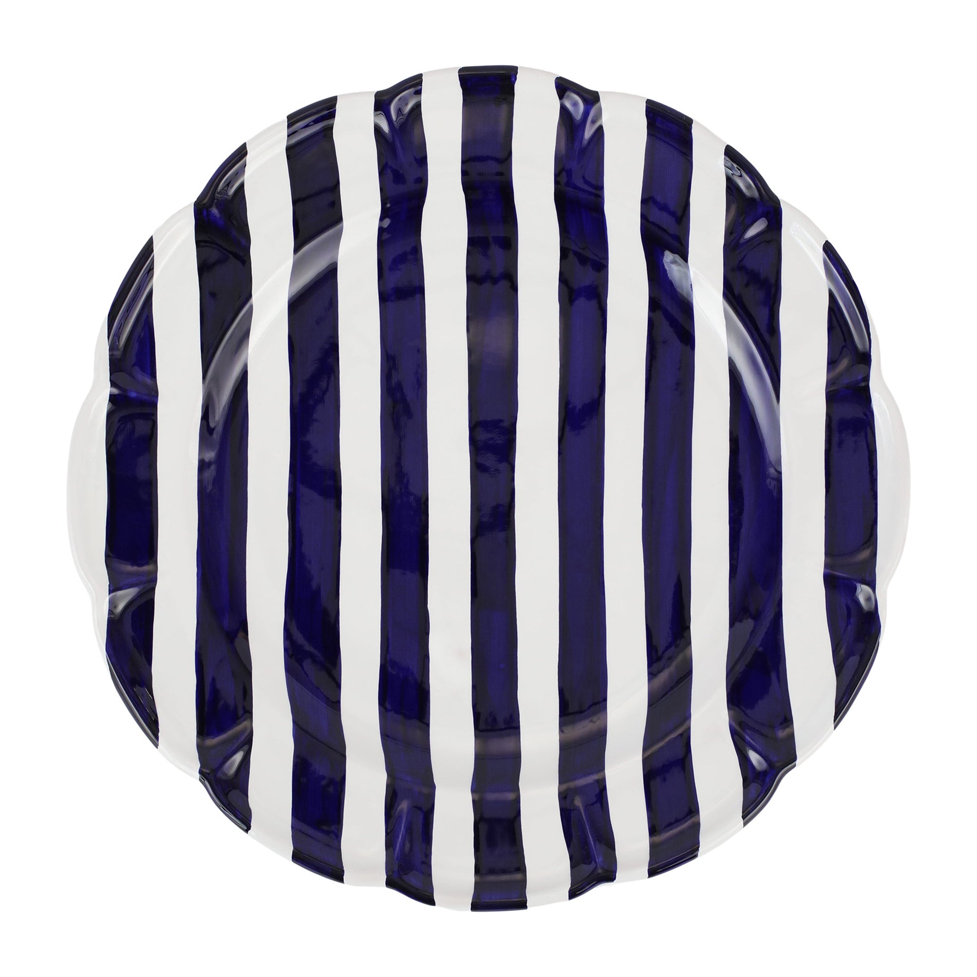 Amalfitana Cobalt Stripe Round Platter
