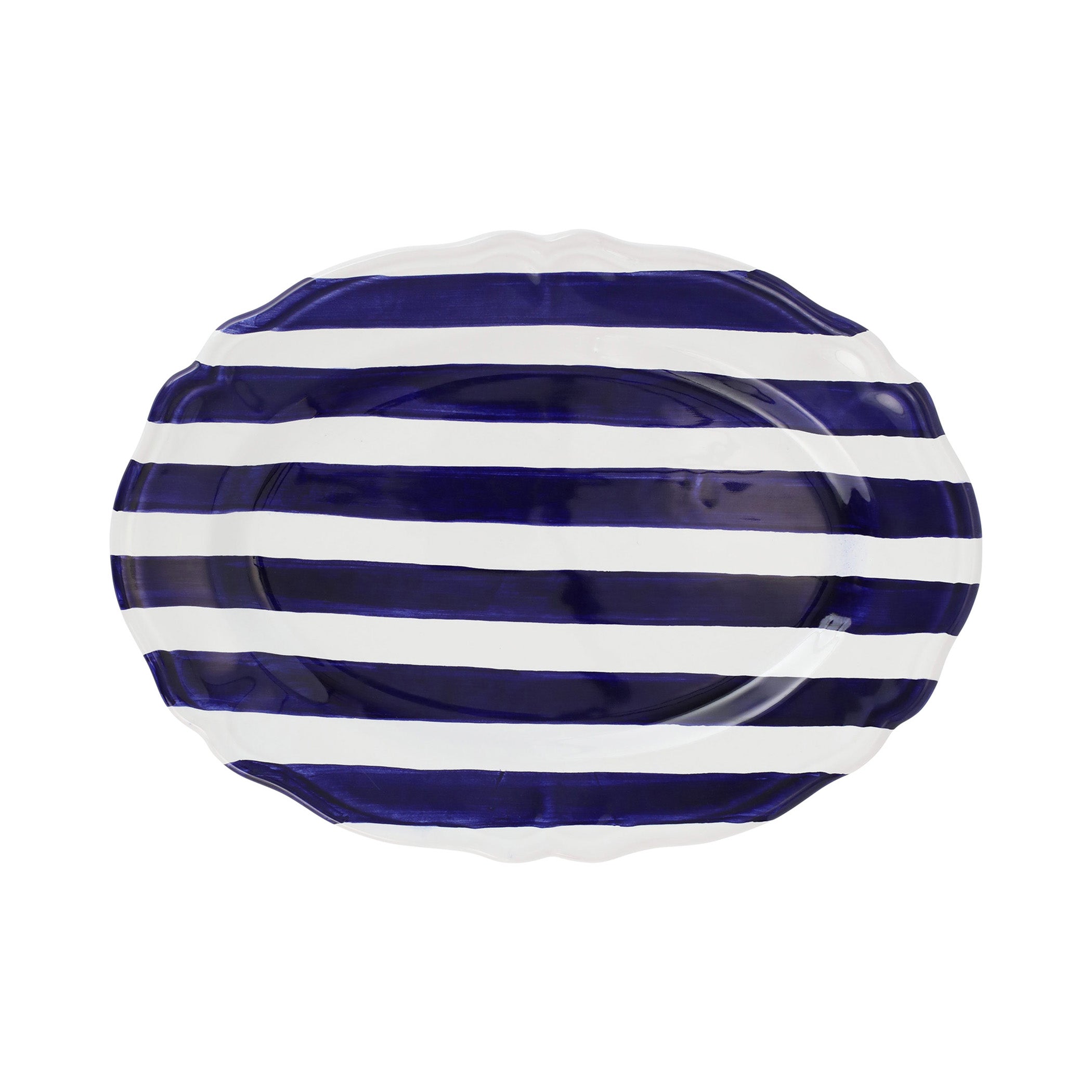Amalfitana Cobalt Stripe Oval Platter
