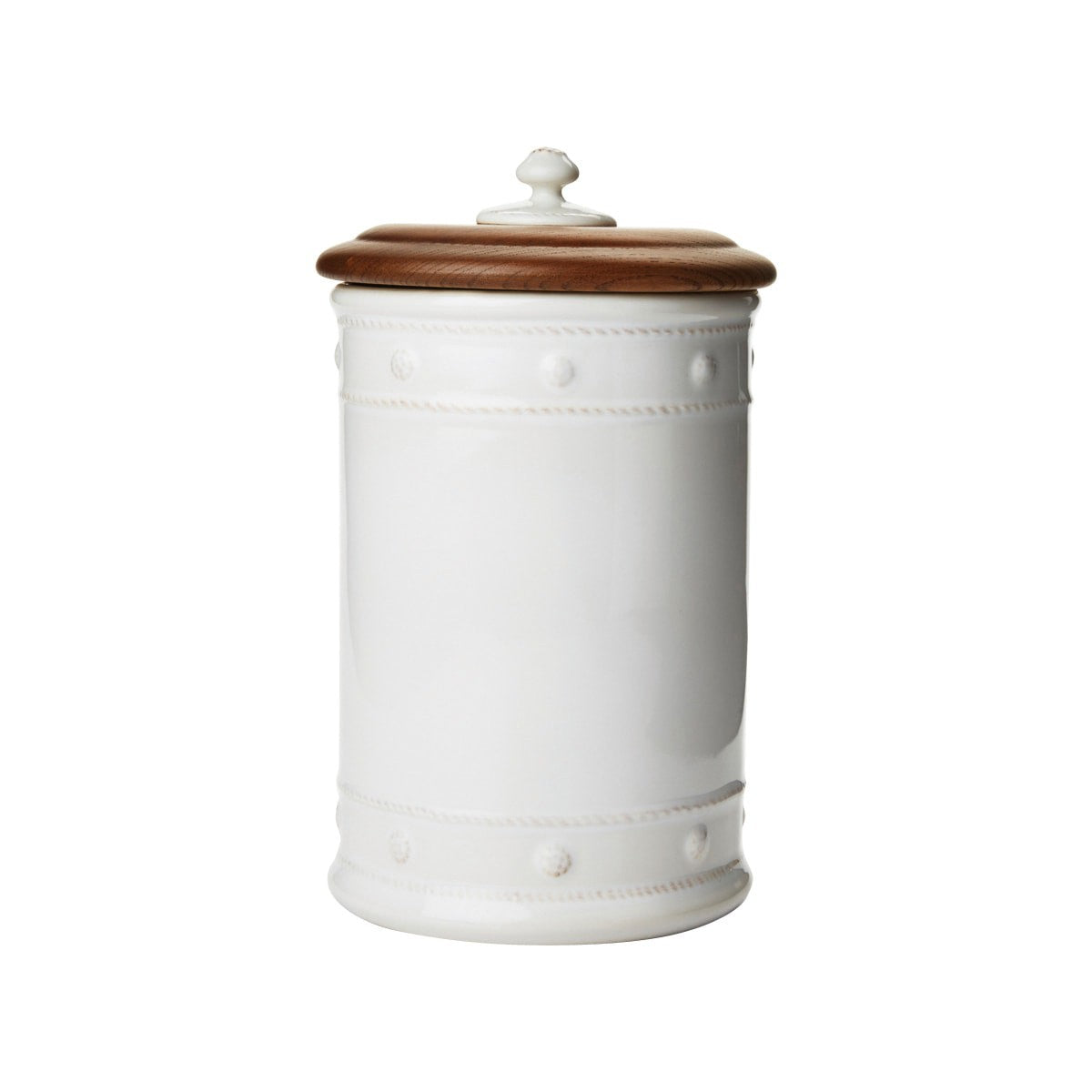 Berry & Thread Whitewash 11.5" Canister with Wooden Lid