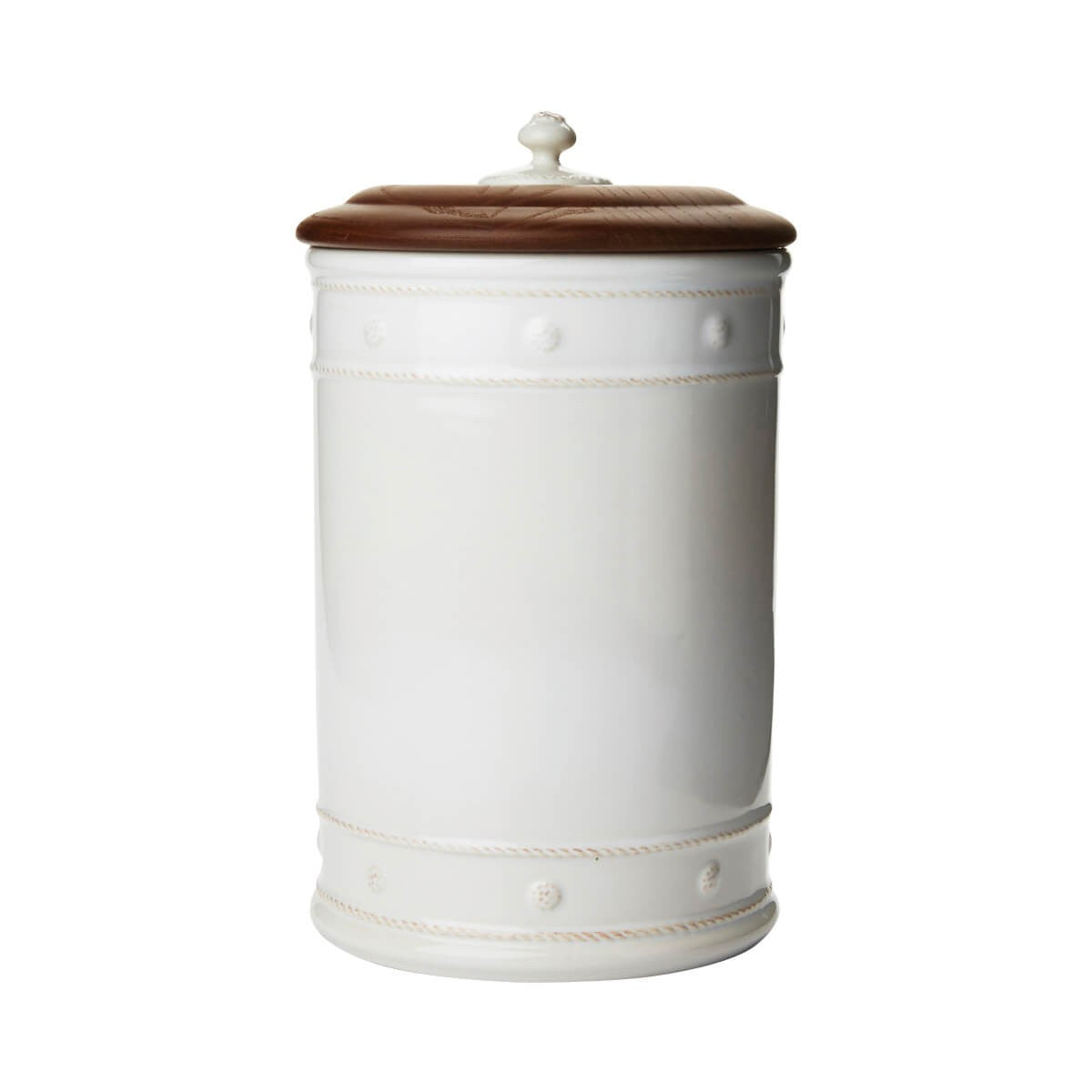 Berry & Thread Whitewash 13" Canister with Wooden Lid