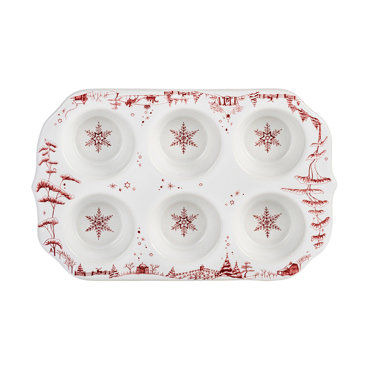 Country Estate Winter Frolic Ruby Muffin Dish