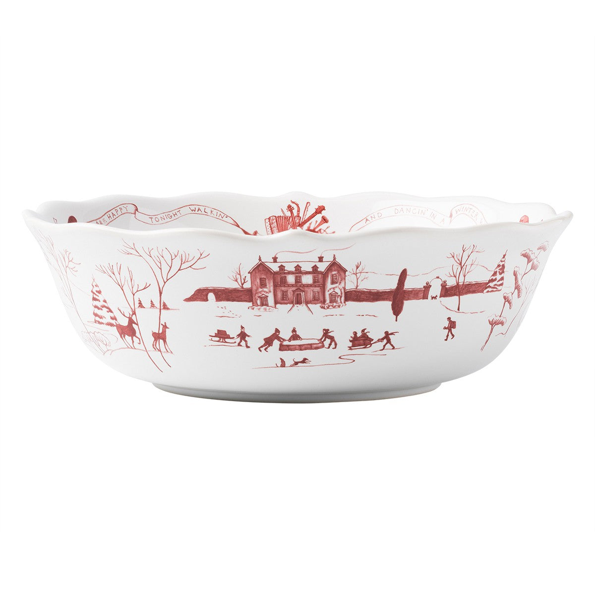 Country Estate Winter Frolic Ruby Serving Bowl