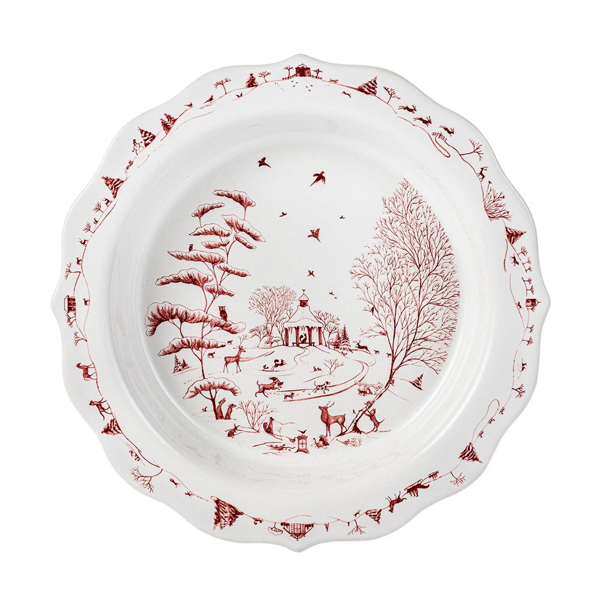 Country Estate Winter Frolic Ruby Pie Dish