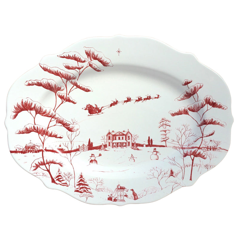 Country Estate Winter Frolic Ruby Serving Platter Christmas Eve