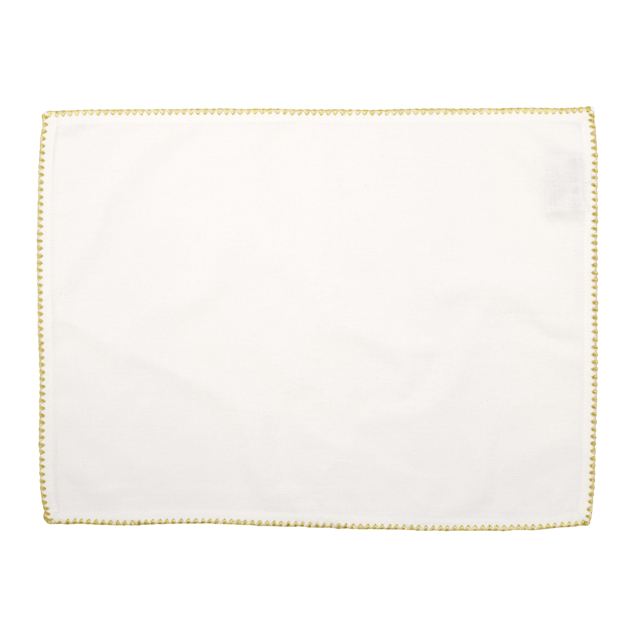 Cotone Linens Ivory Placemat with Gold Stitching - Set of 4