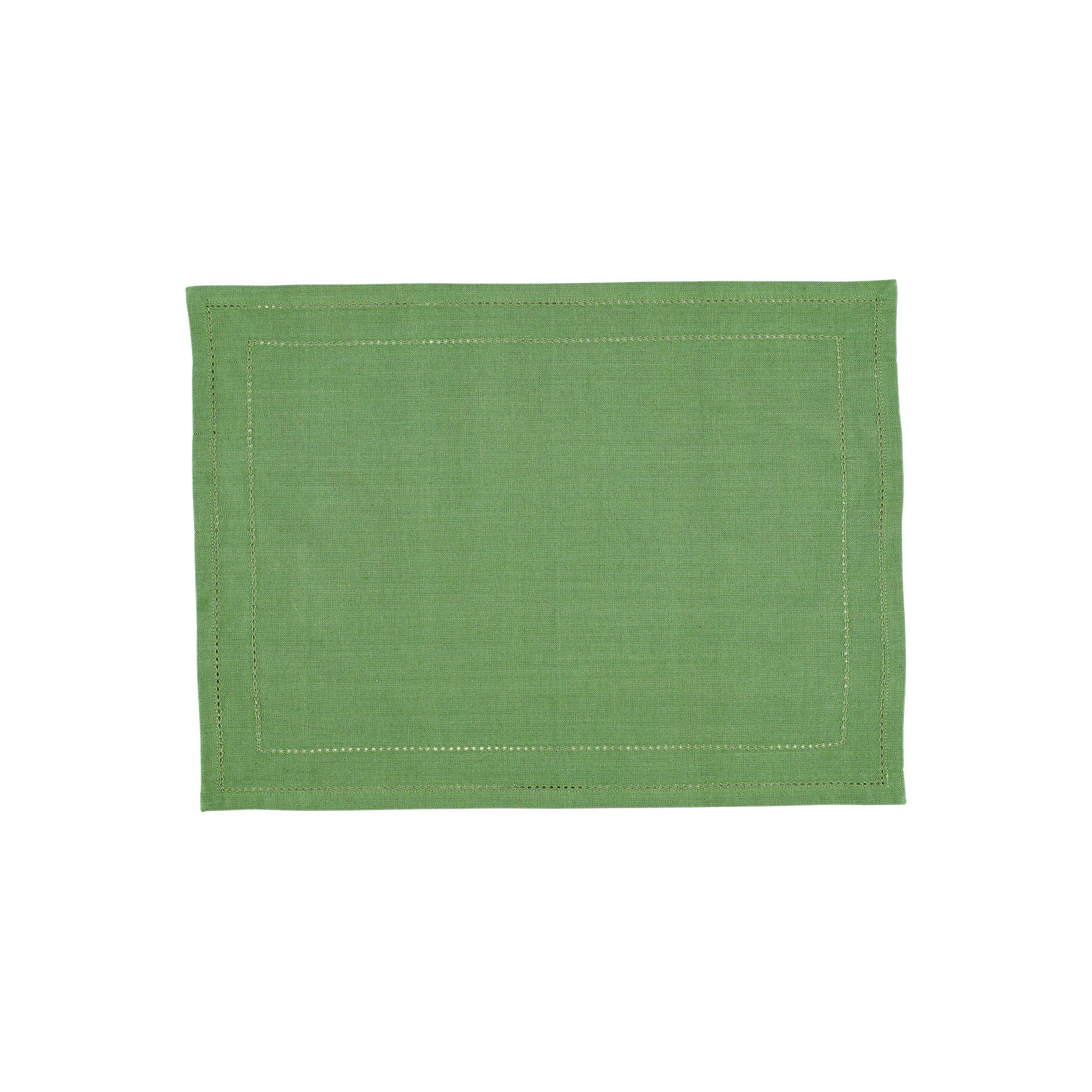 Cotone Linens Sage Placemats with Double Stitching - Set of 4