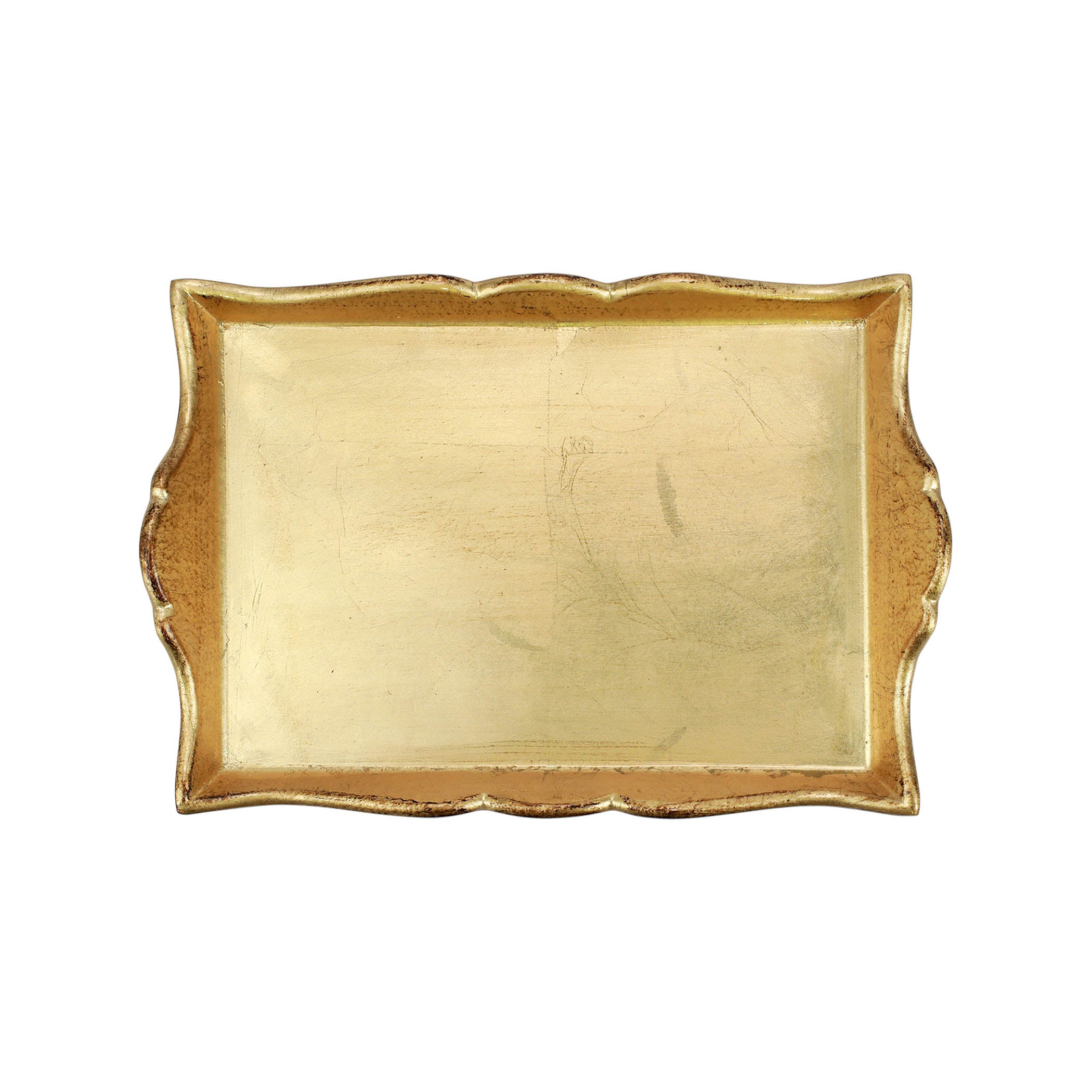 Florentine Wooden Accessories Gold Handled Small Rectangular Tray