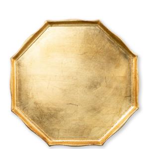 Florentine Wooden Accessories Gold Octagonal Tray