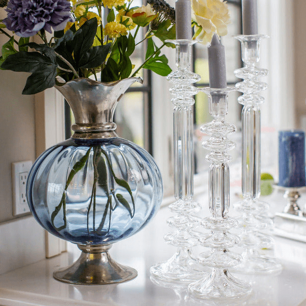 Giovanna Pewter & Blue Crystal Vase