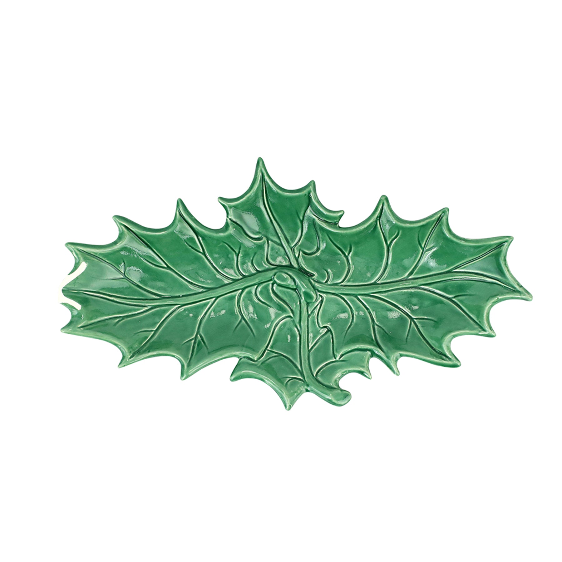 Lastra Evergreen Figural Holly Two-Leaf Platter