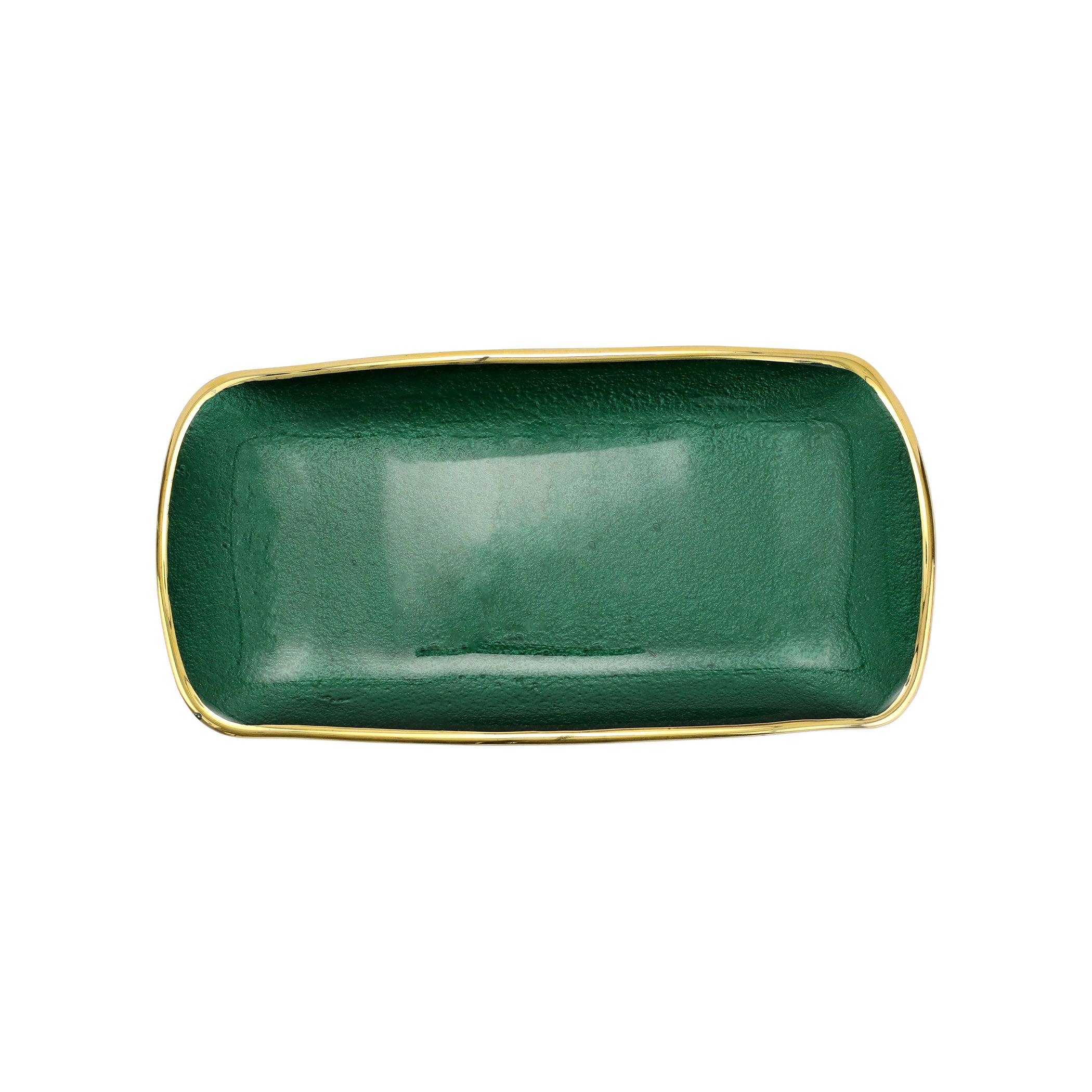 Metallic Glass Emerald Rectangular Tray