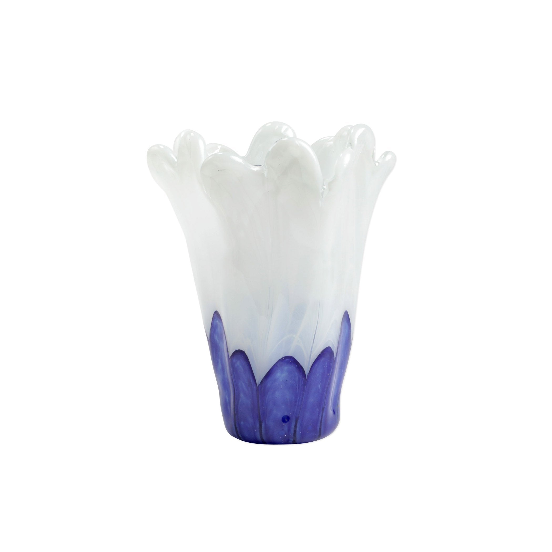 Onda Glass Cobalt and White Medium Vase