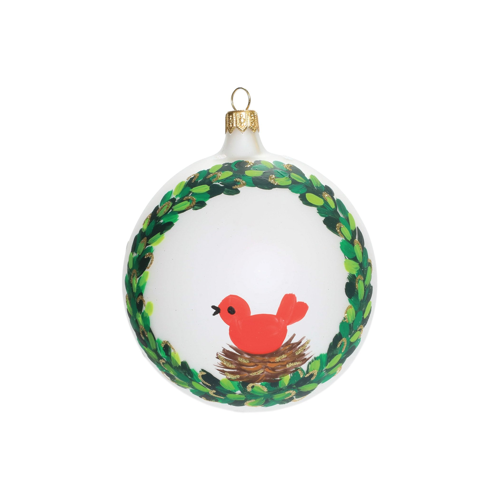 Wreath w/ Red Bird Ornament