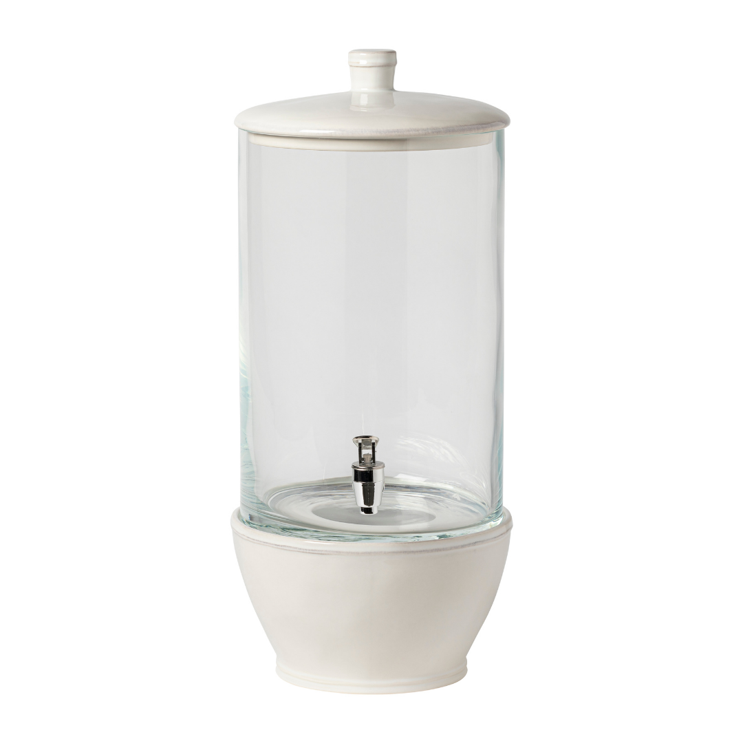 Fontana Glass Drink Dispenser 19" w/ Stand White