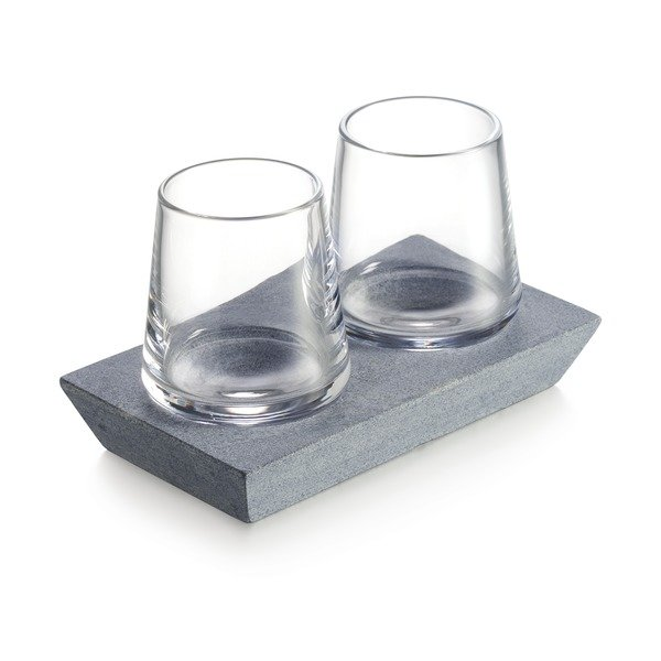 Alpine Whiskey Glass Set of 2 with Soapstone Base