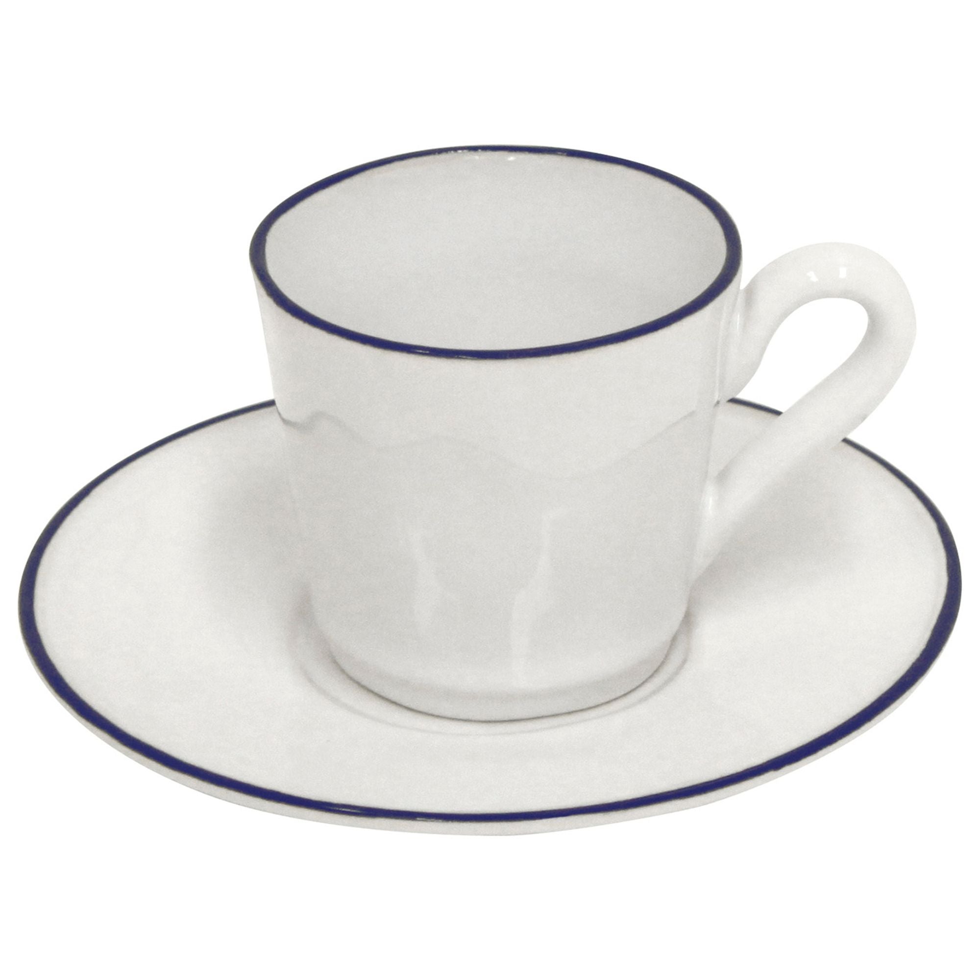 Beja Coffee Cup and Saucer 3 oz. White-Blue