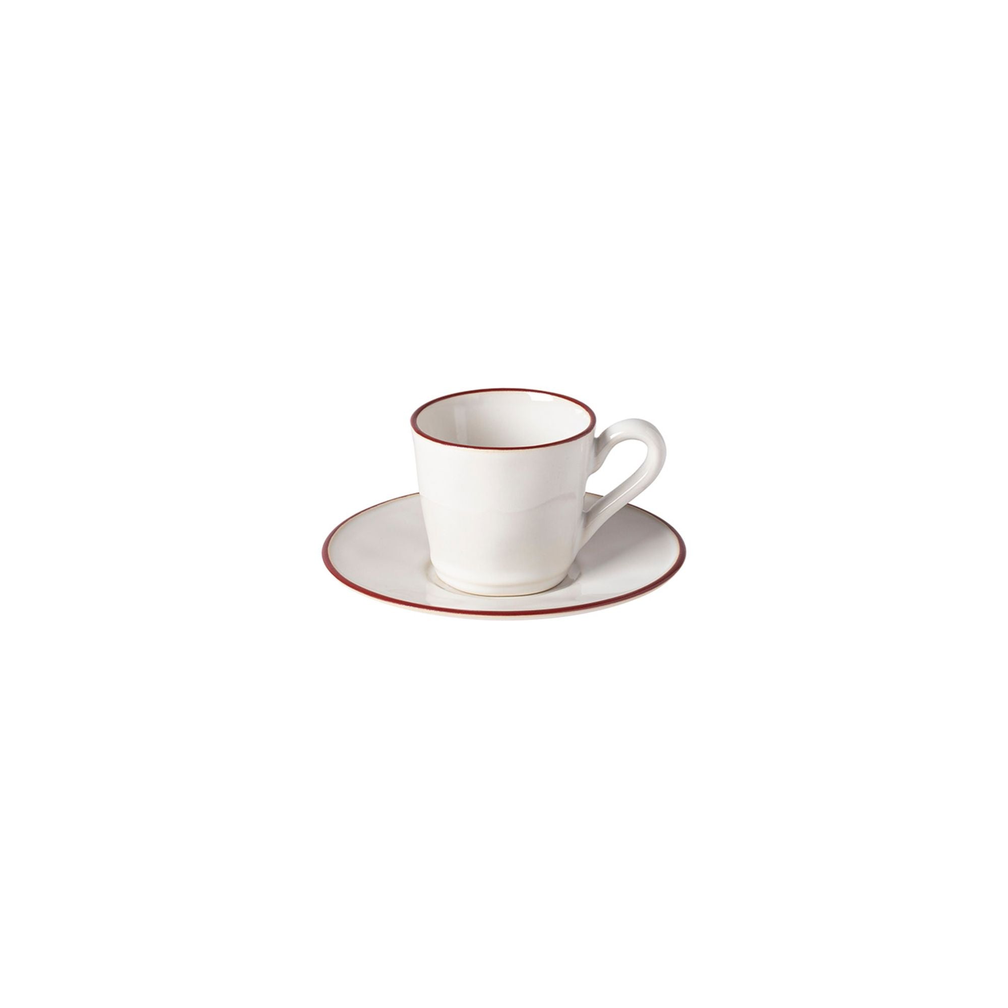 Beja Coffee Cup and Saucer 3 oz. White-Red