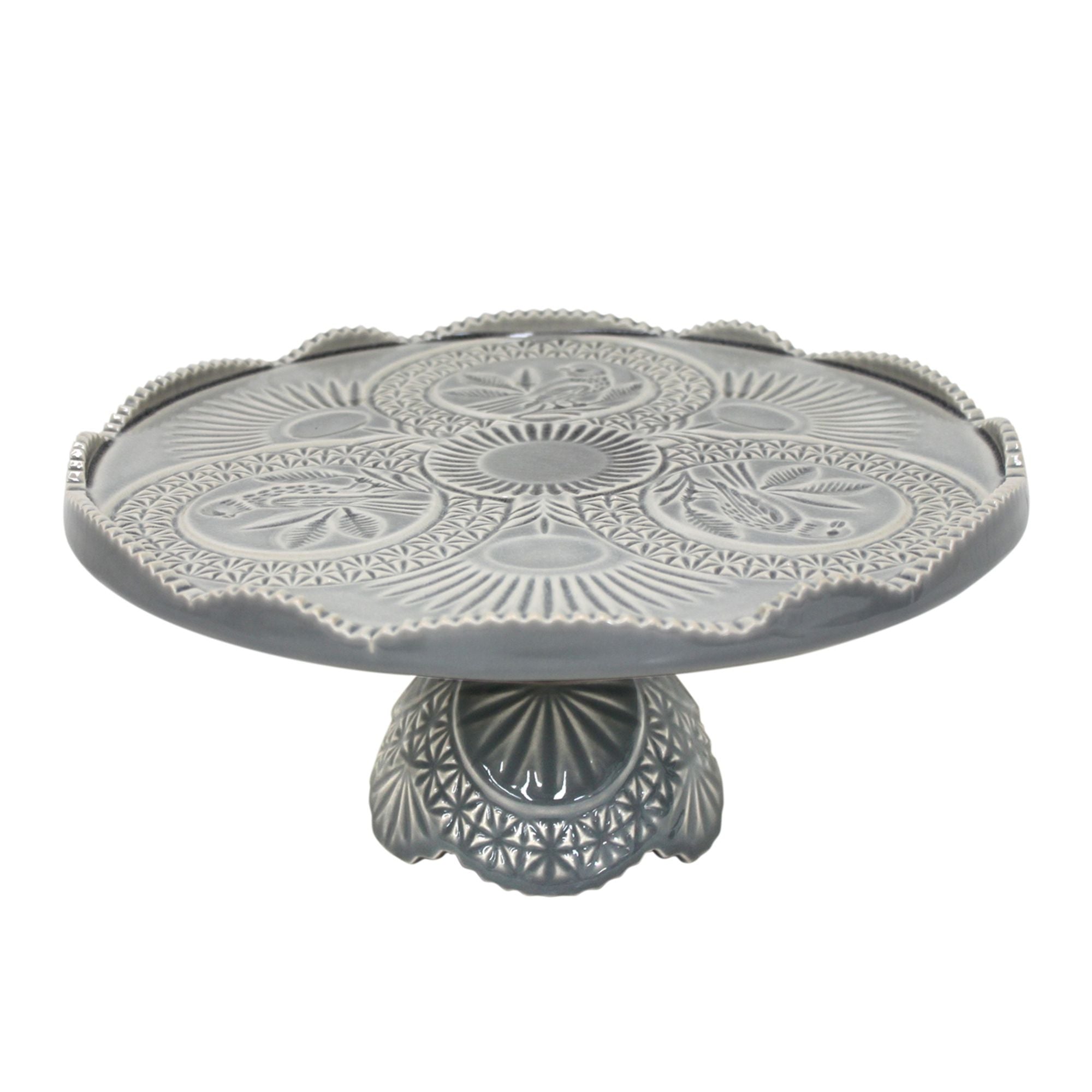 Cristal Footed Plate 12" Grey