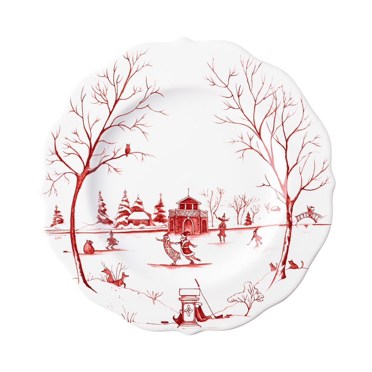 Country Estate Winter Frolic "Mr. & Mrs. Claus" "Christmas Day" Ruby Dessert/Salad Plate