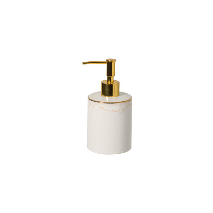 Taormina Bath Soap/Lotion Pump 4" White & Gold