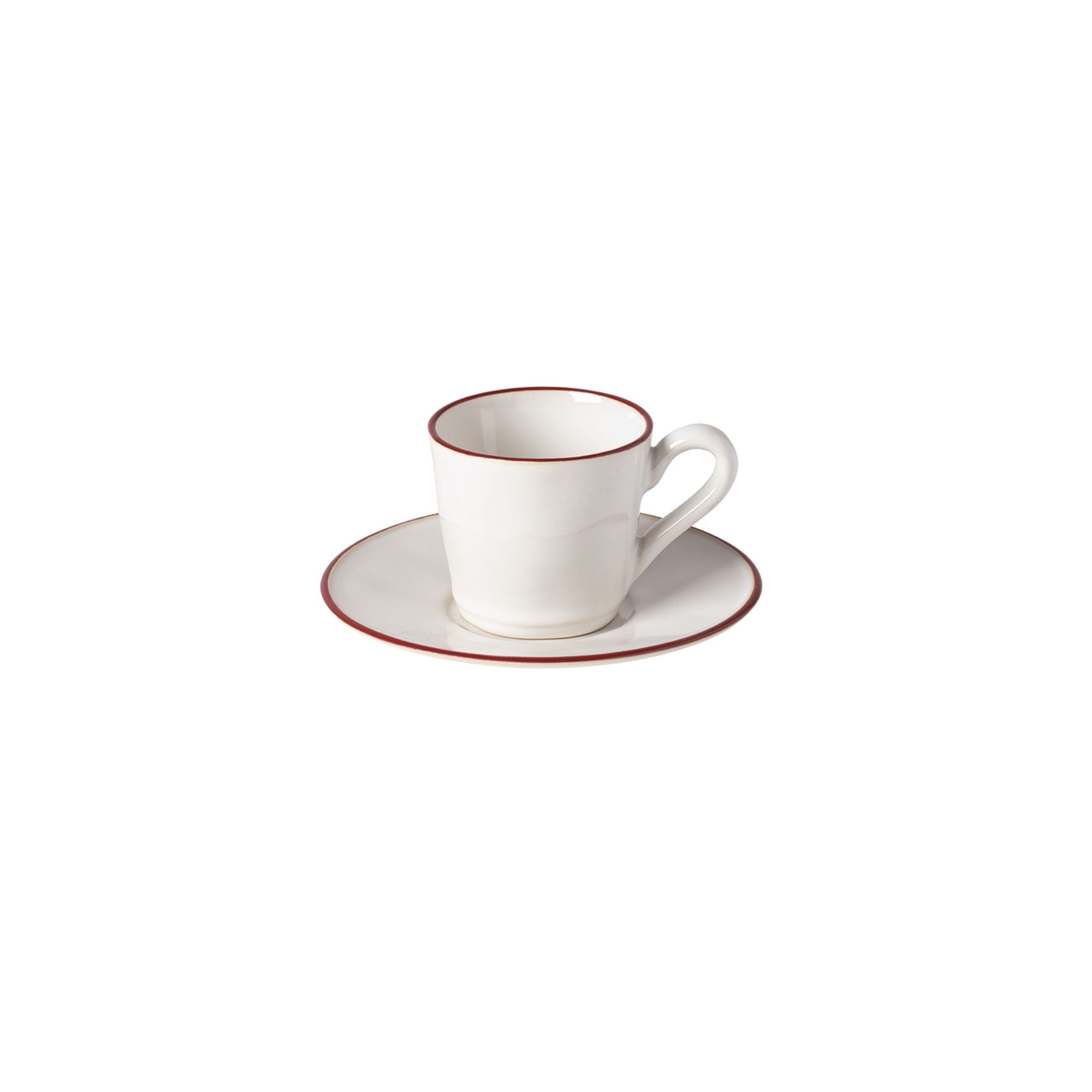 Beja Tea Cup and Saucer 6 oz. White-Red